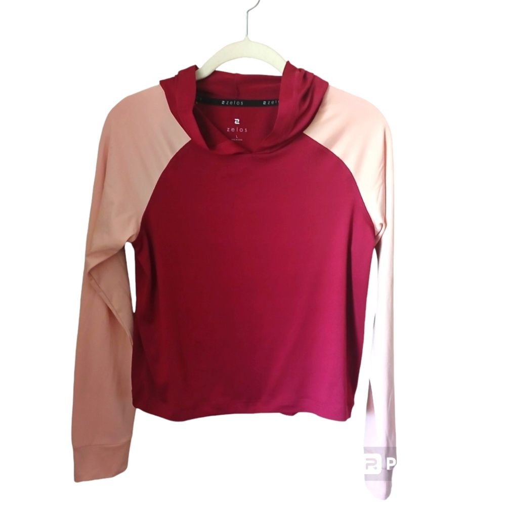 Zelos Girl's Polyester Spandex Pink Hoodie Size L